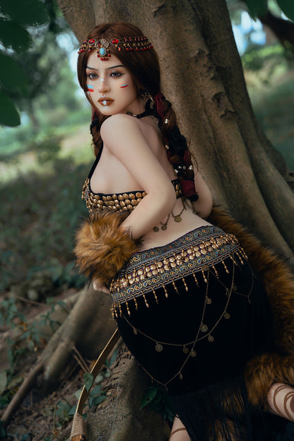Rosretty Doll | 164cm 5ft45in Gypsy Style Realistic Full Silicone Sex Doll with Hard Silicone Head - Hani