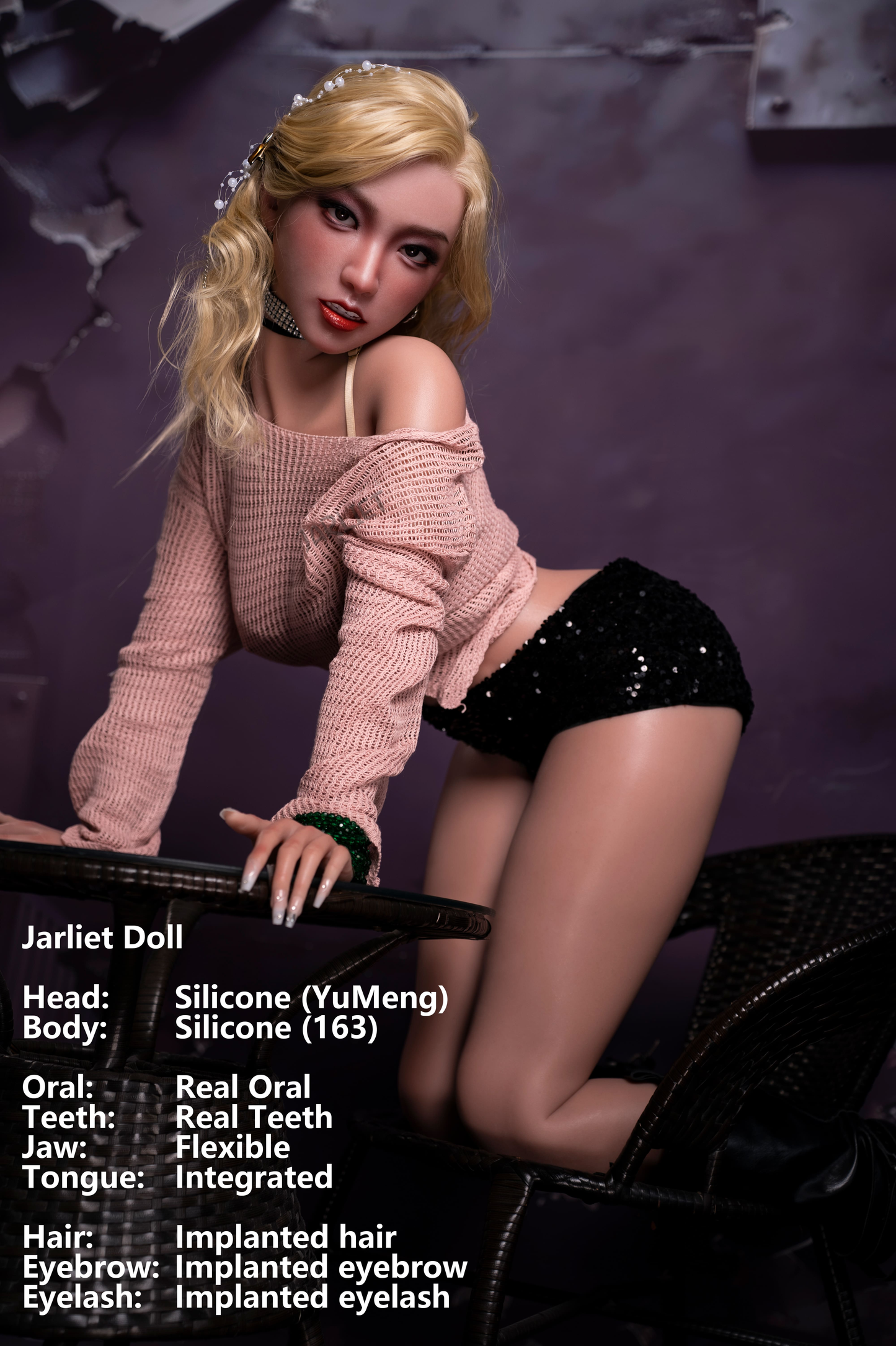 Jarliet Doll | 5ft4in Gold Hair Asian Woman Silicone Adult Love Doll with Real Oral Silicone Head - YuMeng