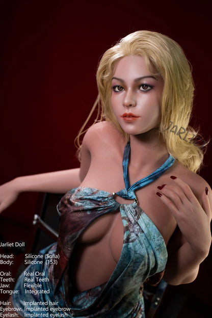 Jarliet Doll | 153cm 5ft Realistic Blonde Hair Small Breast Full Silicone Doll with ROS Silicone Head for Divorced Guys - Sofia