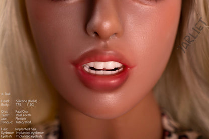 Jarliet Doll | 160cm 5ft6.5in Sexy Slim Blonde Full Size TPE Doll with ROS Silicone Head - Delia