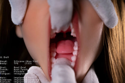 Jarliet Doll | 153cm 5ft1in Full Body Asian Style Slim Body Petite Sex Doll with ROS Silicone Head for Blowjob - HuaYin