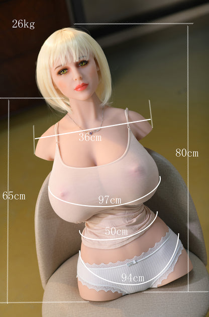 US Stock | 6YE Doll 66cm 2ft2in Gold Hair Tan Skin Real Lifelike Half Body Sex Doll Torso - Misty