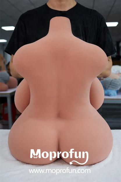EU Stock | Climax Doll Half Body Huge Gel Breast Black Skin STPE Sex Doll Torso - 58#