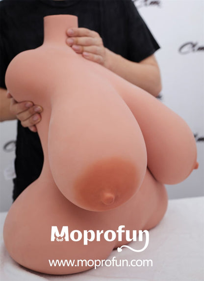 EU Stock | Climax Doll Half Body Huge Gel Breast Black Skin STPE Sex Doll Torso - 58#