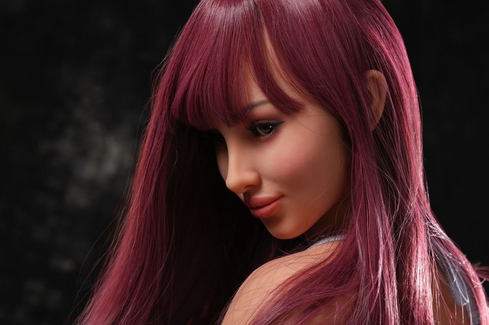 European Stock Love Doll Lifelike Burgundy Hair Full Size TPE Adult Sex Doll - Marigold