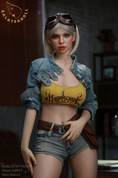 Galatea Doll US Stock | 162cm 5ft4in Short Gary Hair Hourglass Figure Full Silicone Real Adult Doll with Real Oral Silicone Head - Jannette