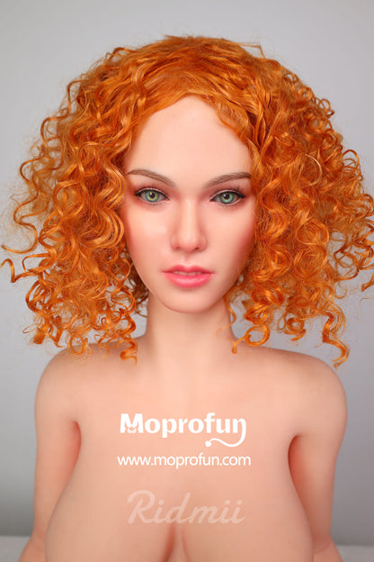 RIDMII Doll US Stock | 161cm 5ft3in Yellow Curly Hair White Skin Small Tits Hybrid Sex Doll with Soft Silicone Head - Jordi