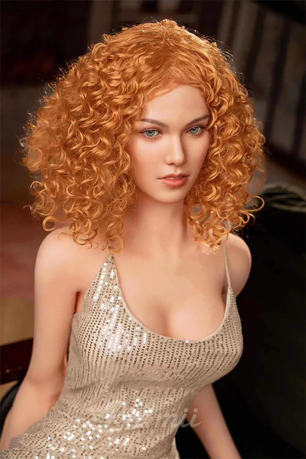 RIDMII Doll US Stock | 161cm 5ft3in Yellow Curly Hair White Skin Small Tits Hybrid Sex Doll with Soft Silicone Head - Jordi