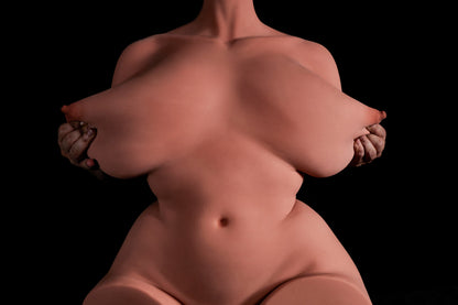 EU Stock | Climax Doll Half Body Huge Gel Breast Black Skin STPE Sex Doll Torso - 160#