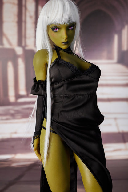 Climax Doll | Green Skin White Hair Realistic Scale ACG Anime Cosplay Silicone Figure Doll for Doll Collector Photography - Momoko