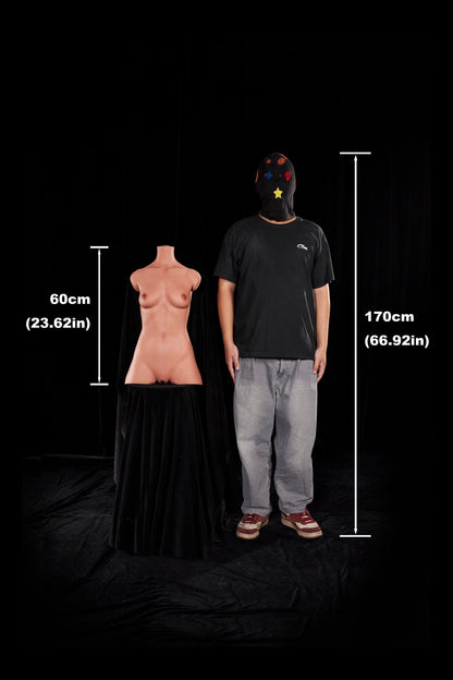 Climax Doll | 27LB Tan Skin Realistic Full Silicone Half Body Flat Chest Adult Sex Doll Torso for Single Men - ULW 661#
