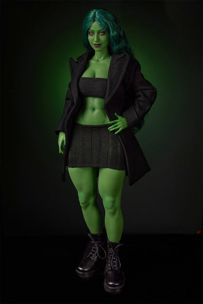 Climax Doll Gree Skin Realistic Scale ACG Anime She-Hulk Cosplay Silicone Figure Mini Doll - Si70 KA Renee
