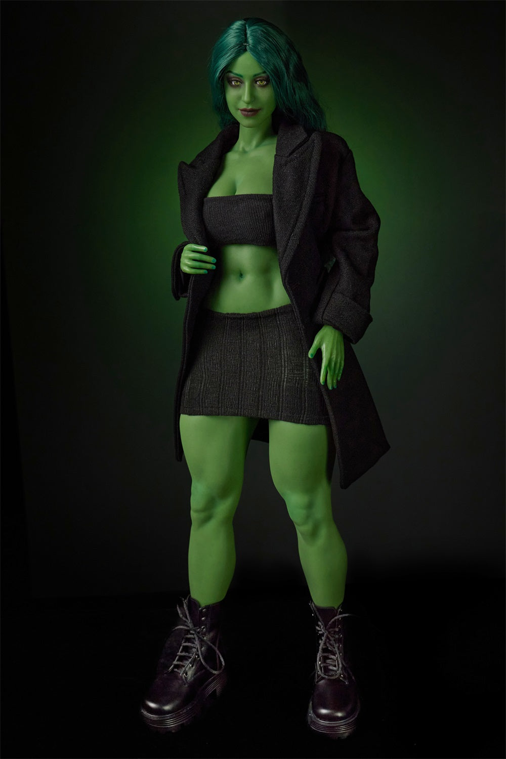 Climax Doll Gree Skin Realistic Scale ACG Anime She-Hulk Cosplay Silicone Figure Mini Doll - Si70 KA Renee
