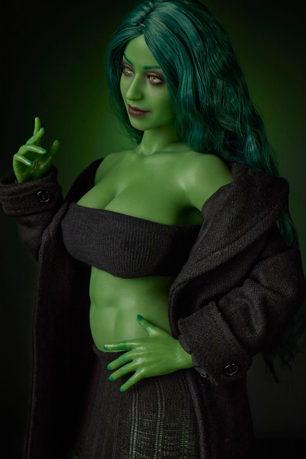 Climax Doll Gree Skin Realistic Scale ACG Anime She-Hulk Cosplay Silicone Figure Mini Doll - Si70 KA Renee