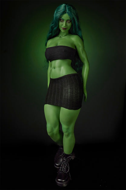 Climax Doll Gree Skin Realistic Scale ACG Anime She-Hulk Cosplay Silicone Figure Mini Doll - Si70 KA Renee