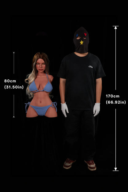 Climax Doll | 33LB E Cup Realistic Full Silicone Gold Hair Mature American Woman Half Body Big Chest Adult Sex Doll Torso for Single Men - ULW 662# Hedia